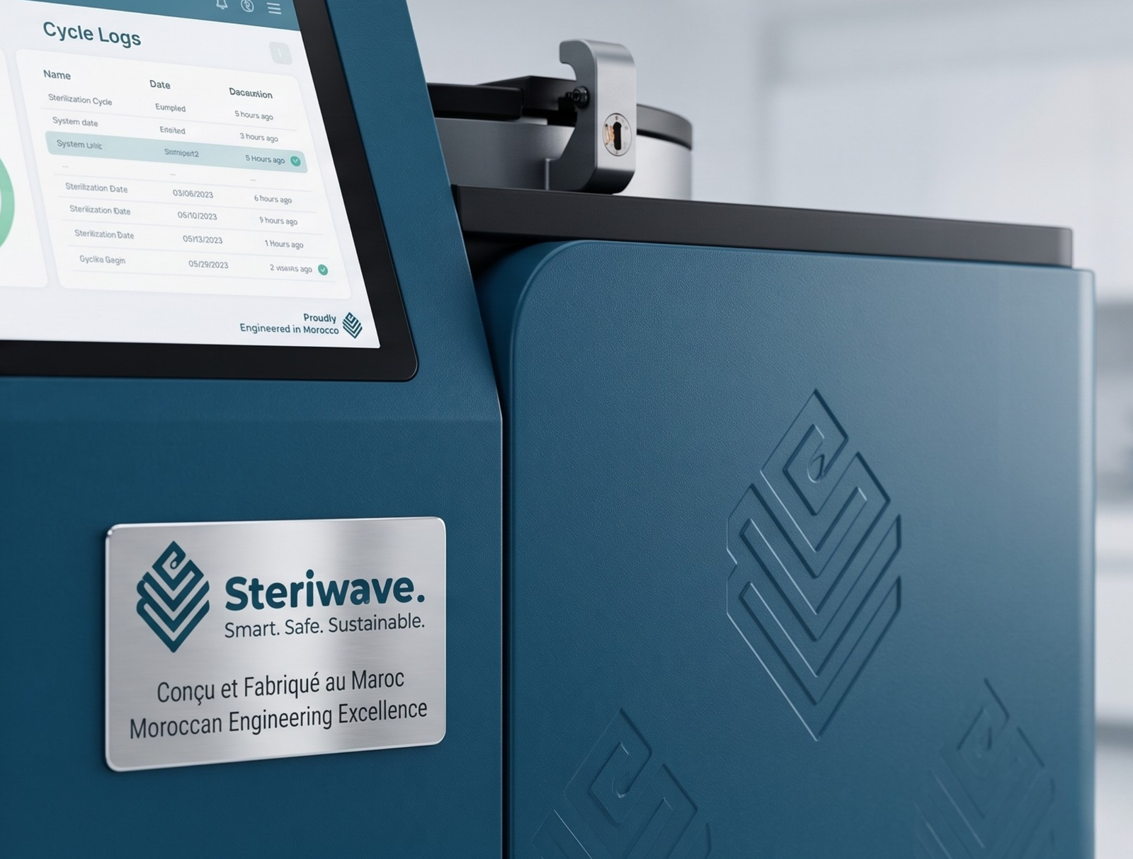 Steriwave - Machine de gestion des d&eacute;chets m&eacute;dicaux avec &eacute;cran tactile &agrave; 45&deg; et suivi des cycles